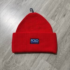 Polo Ralph Lauren Hi Tech Jumbo Cuffed Knit Beanie OSFA Red NWOT